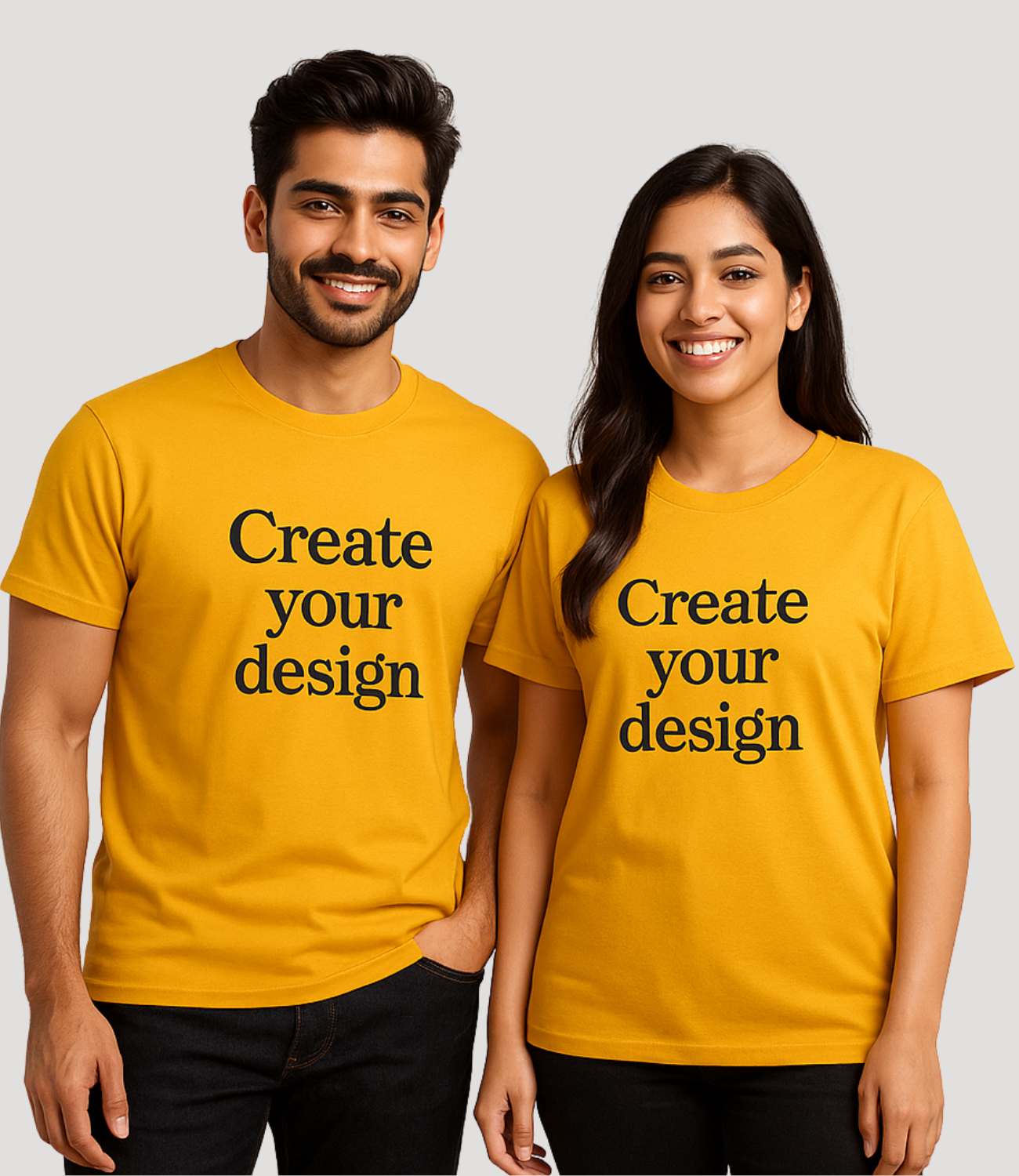 Custom Couple T-Shirt - Yellow