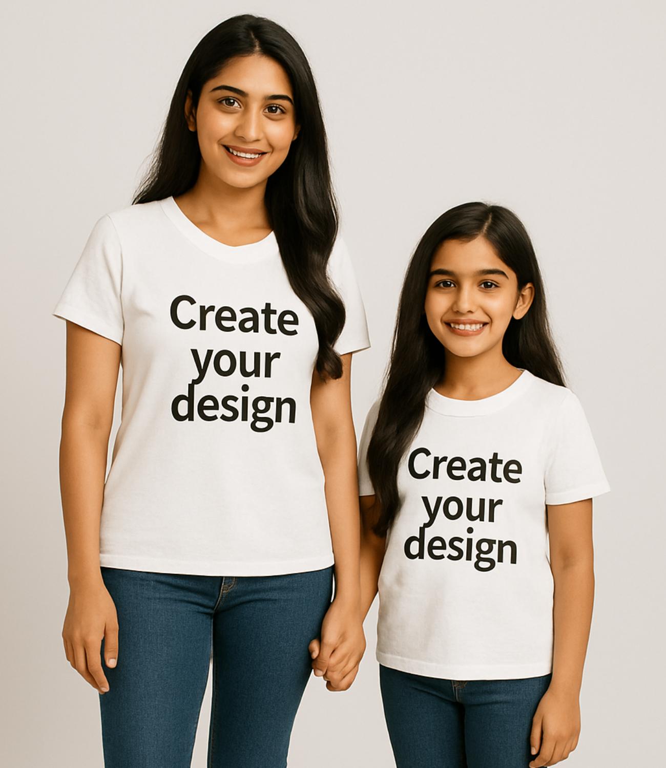 Custom Mom Daughter T-Shirt - White