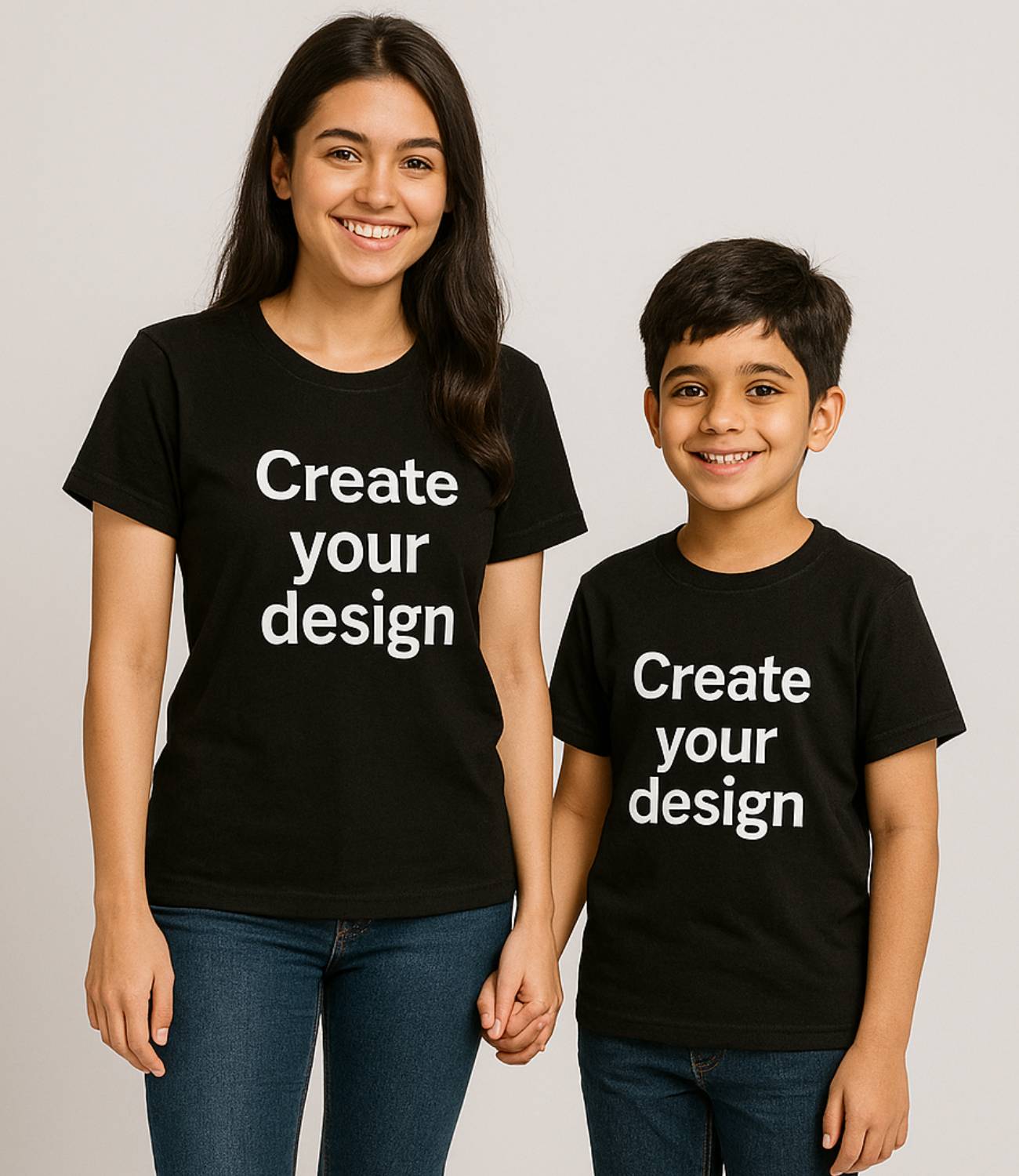 Custom Mom Son T-Shirt - Black