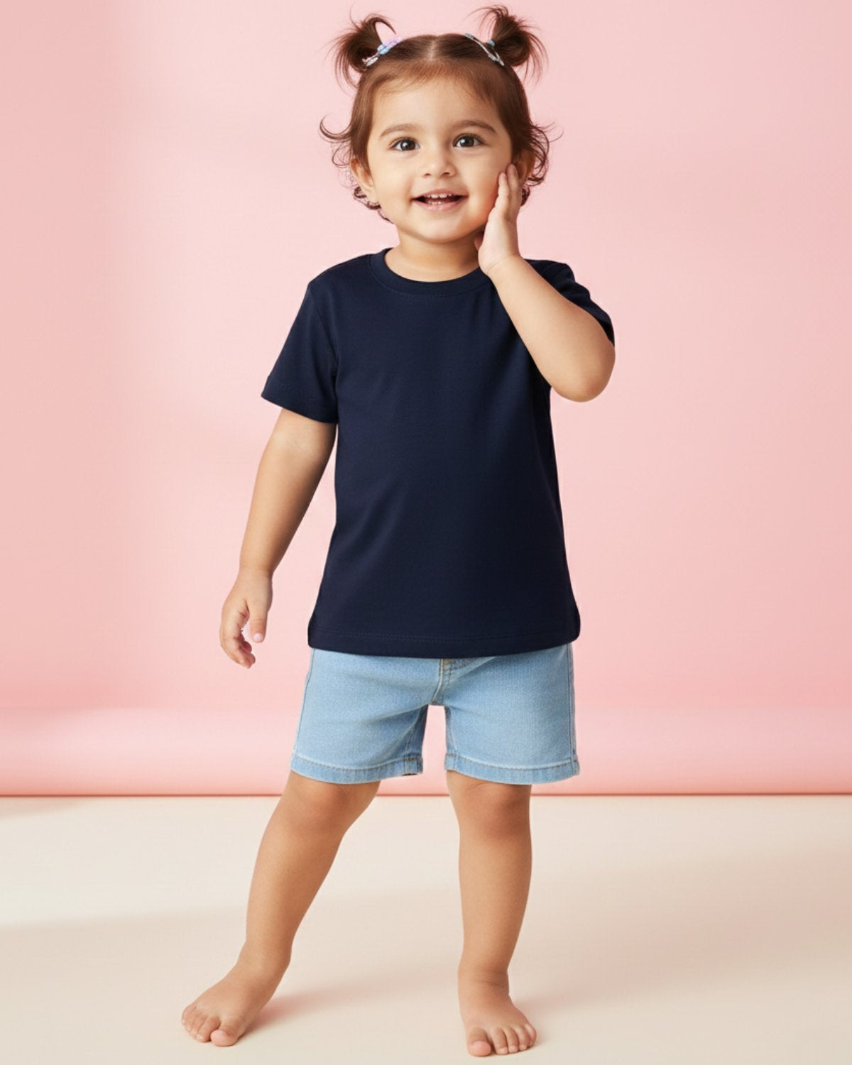 Kids Plain T-Shirt- Navy