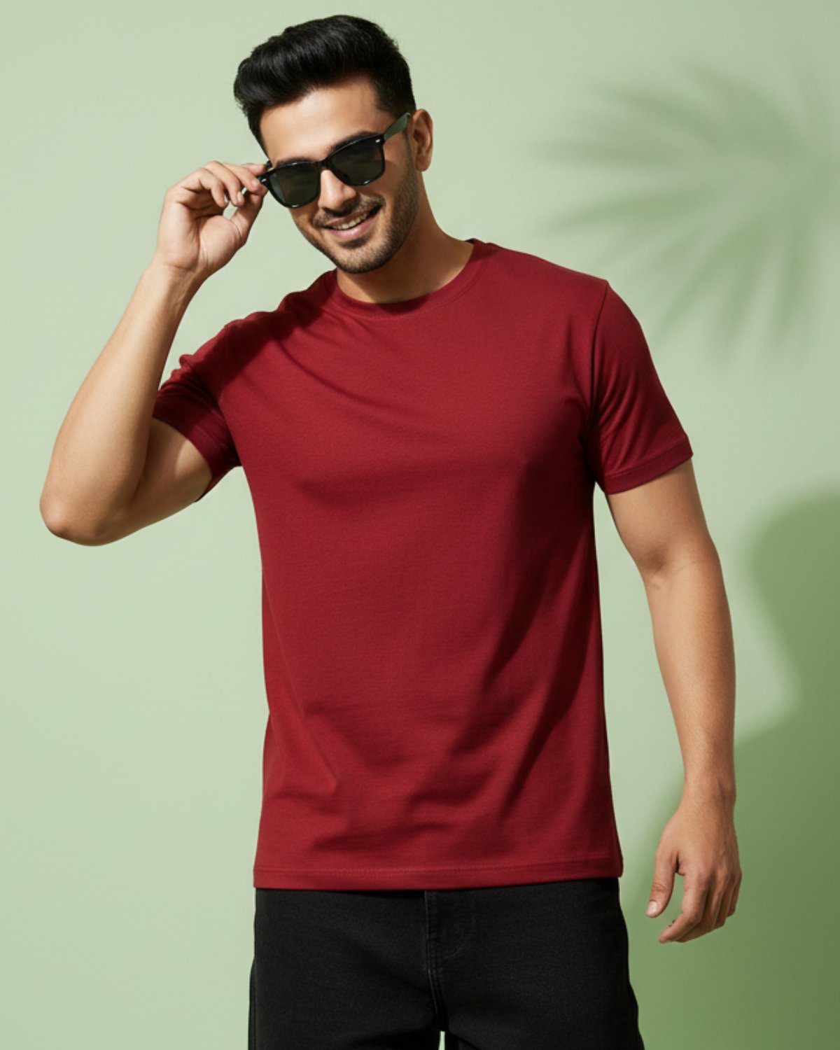 Men's Plain T-shirt-Maroon