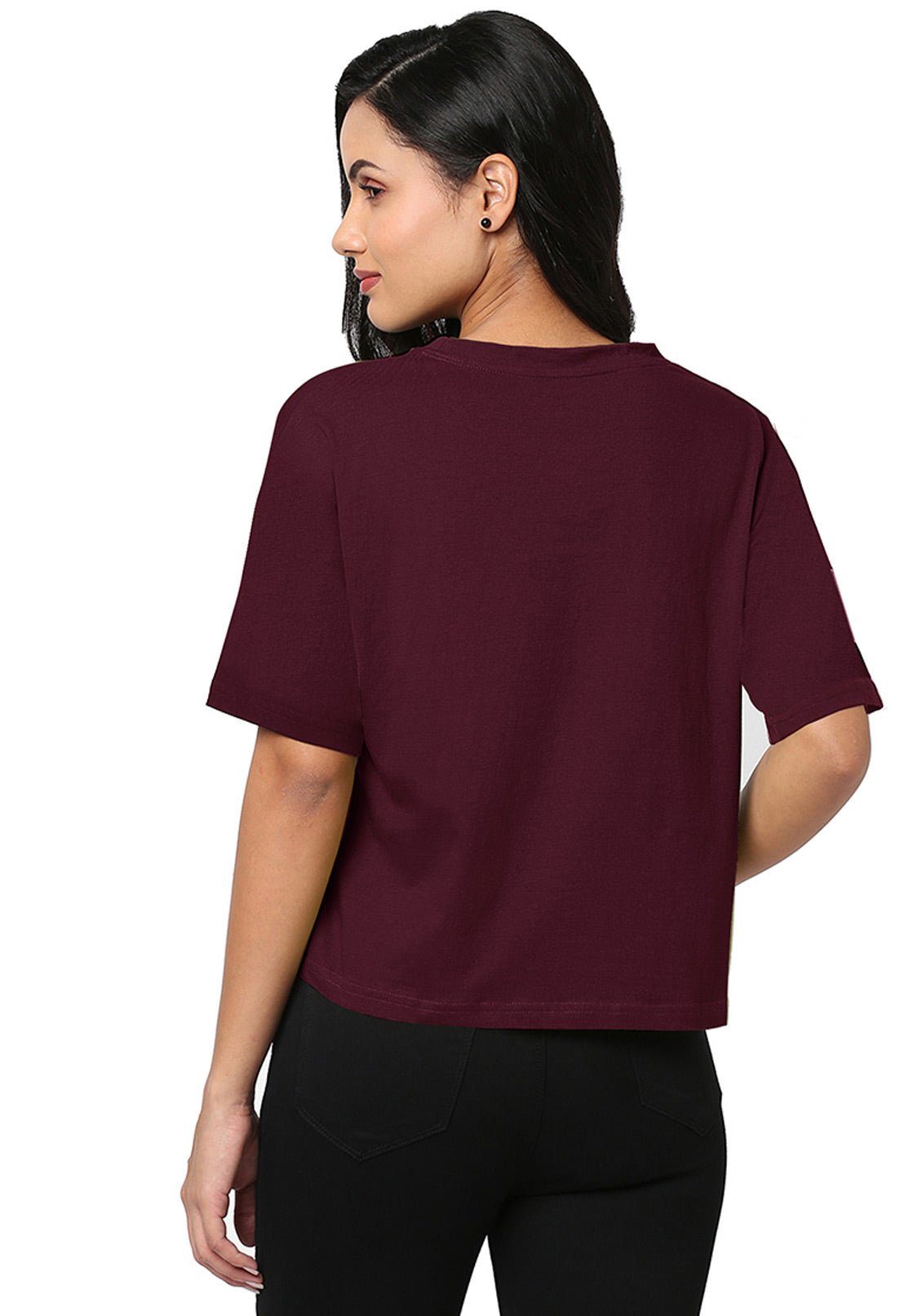 Women Boxy Crop Tshirt - Maroon - His'en'Her - Shop T-Shirts For Men & Women Online