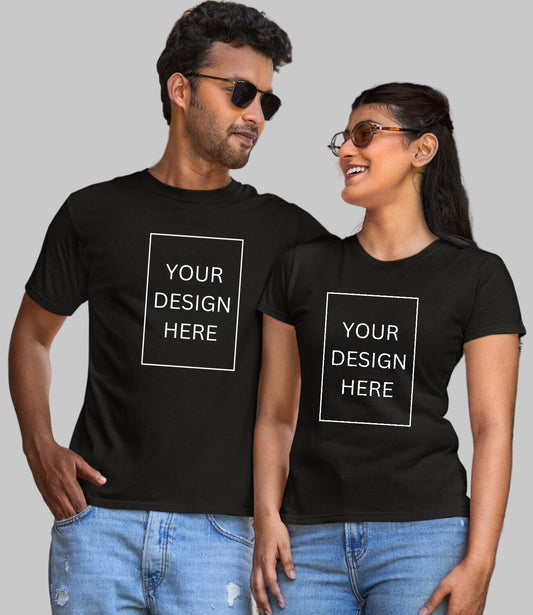 Custom Couple T-Shirt - Black