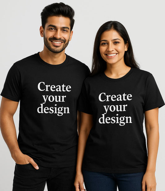 Custom Couple T-Shirt - Black
