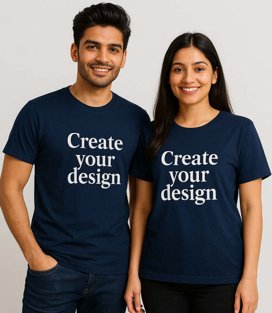Custom Couple T-Shirt - Navy