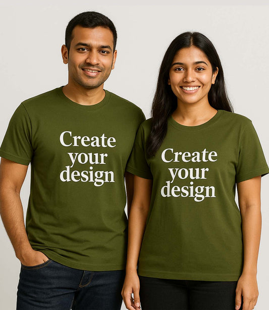 Custom Couple T-Shirt - Olive