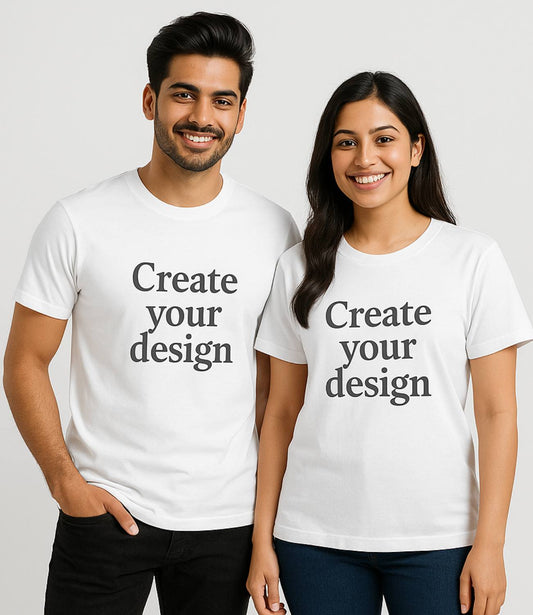 Custom Couple T-Shirt - White