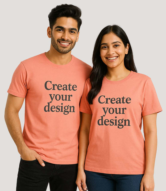 Custom Couple T-Shirt - Salmon Pink