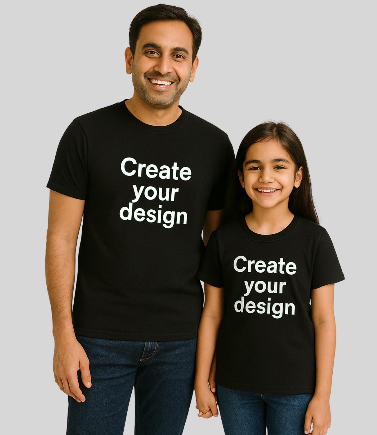Custom Dad Daughter T-Shirt - Black