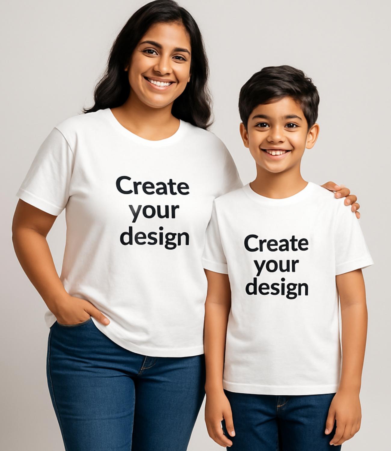 Custom Mom Son T-Shirt - White
