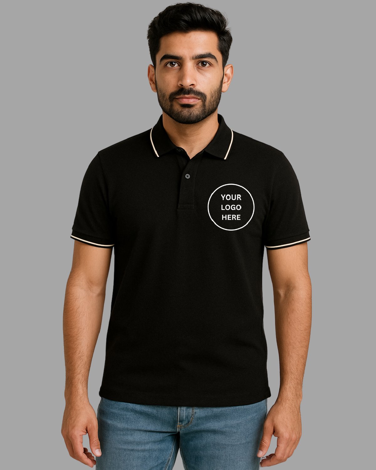 Custom Polo T-Shirt - Black
