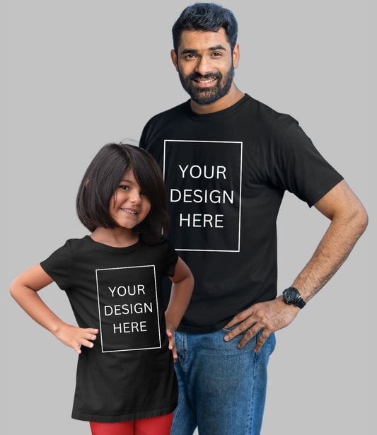 Custom Dad Daughter T-Shirt - Black