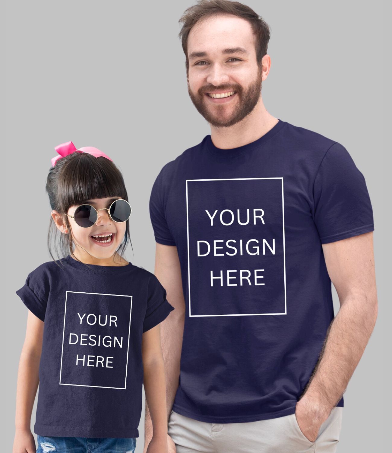 Custom Dad Daughter T-Shirt - Navy