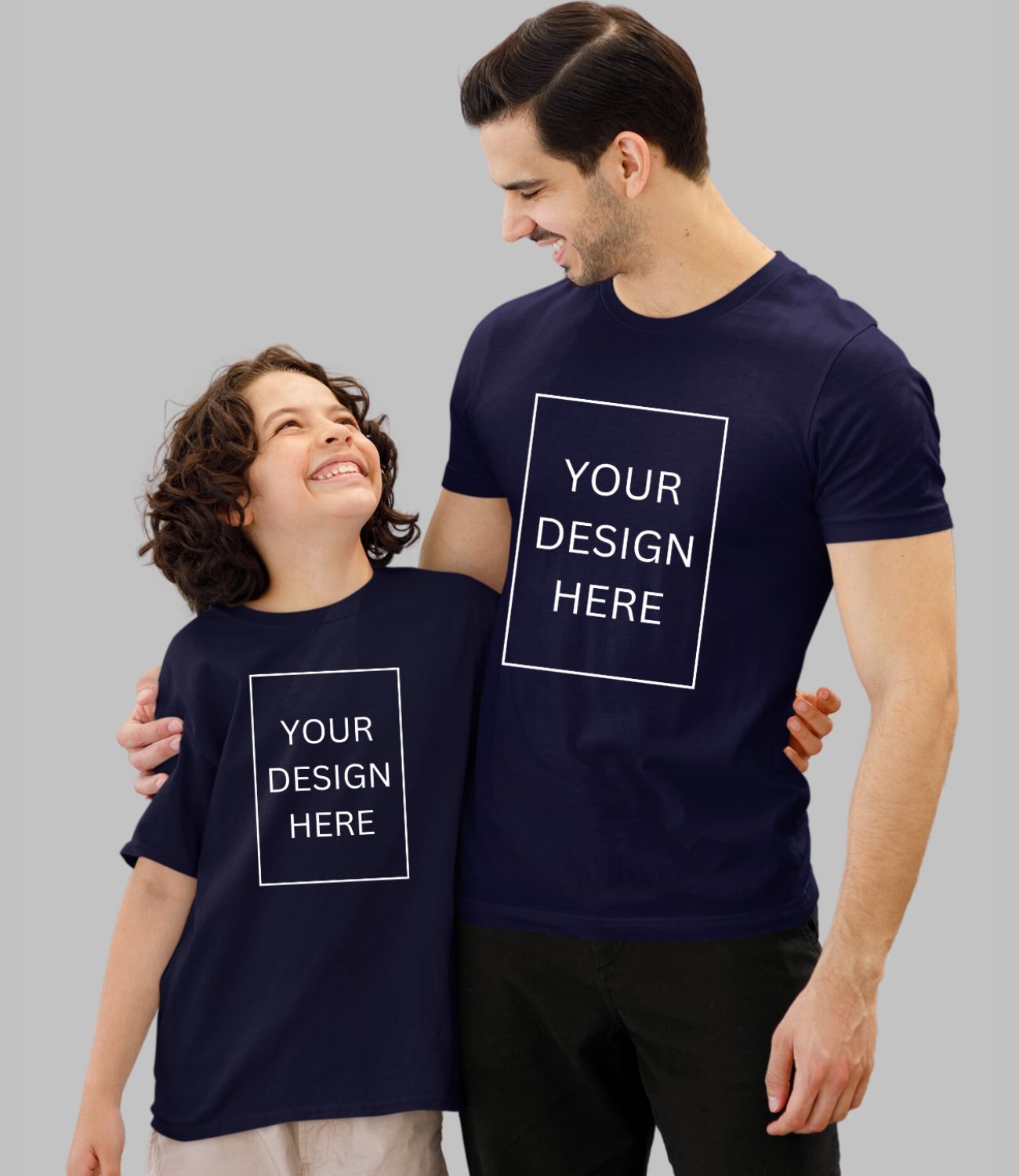 Custom Dad Son T-Shirt - Navy