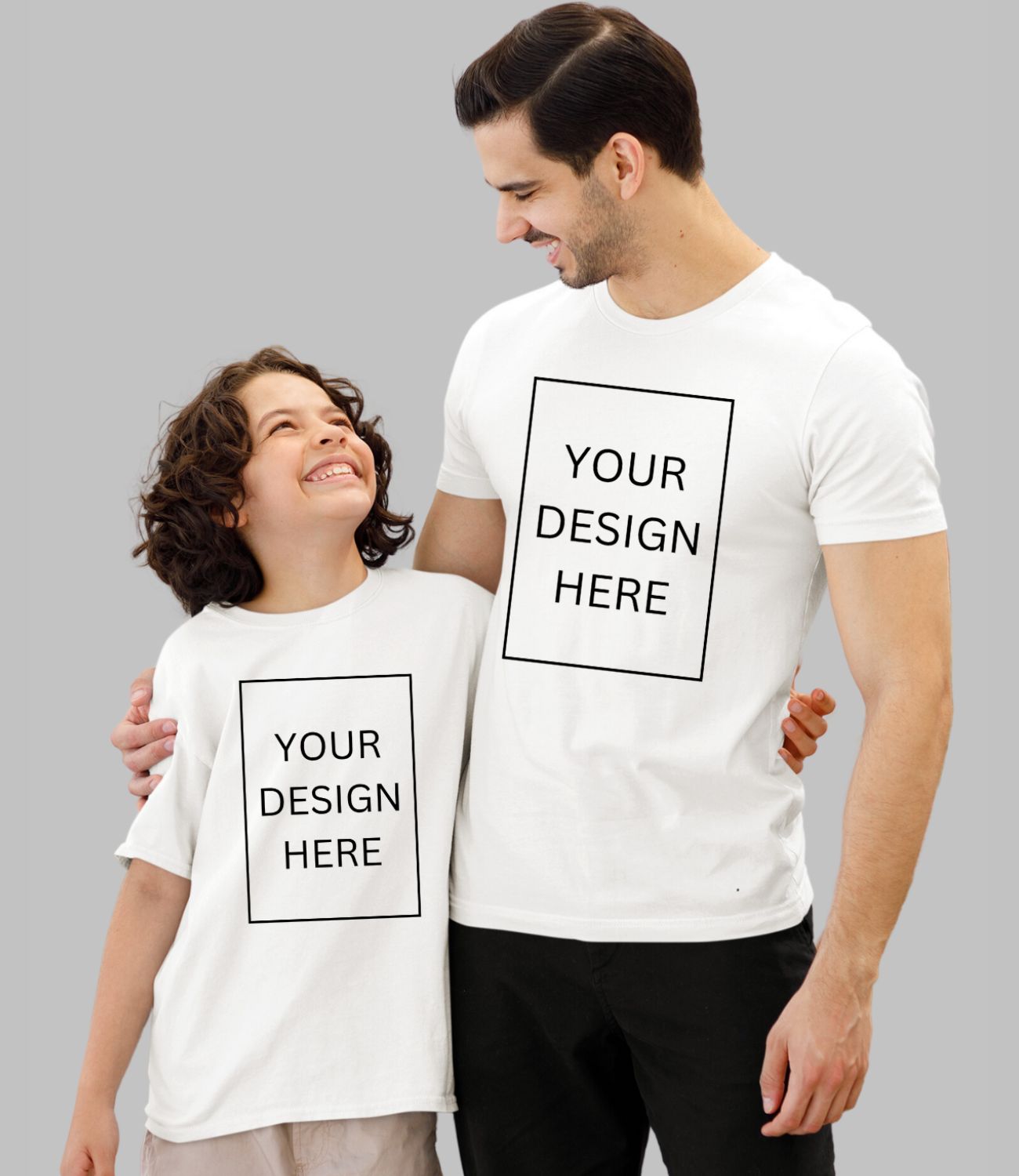 Custom Dad Son T-Shirt - White