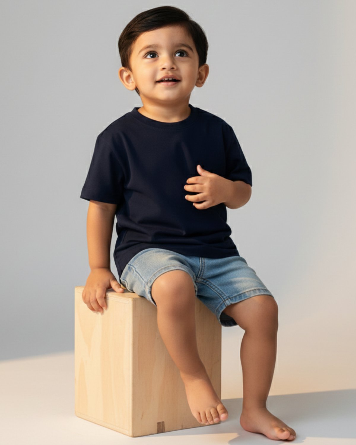 Kids Plain T-Shirt- Navy