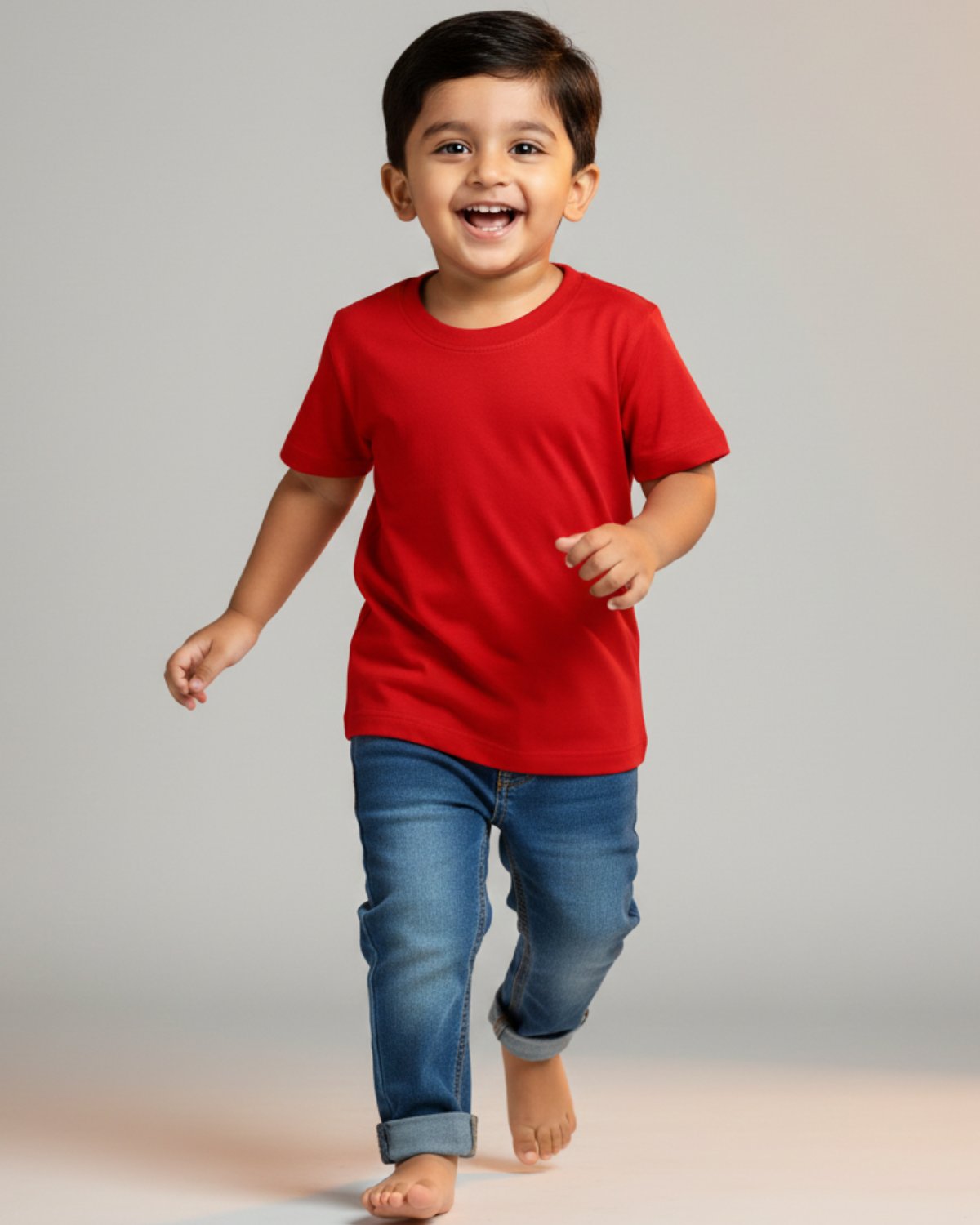 Kids Plain T-Shirt- Red