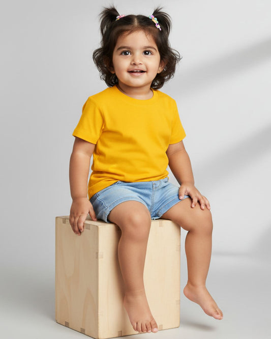 Kids Plain T-Shirt- Gold Yellow