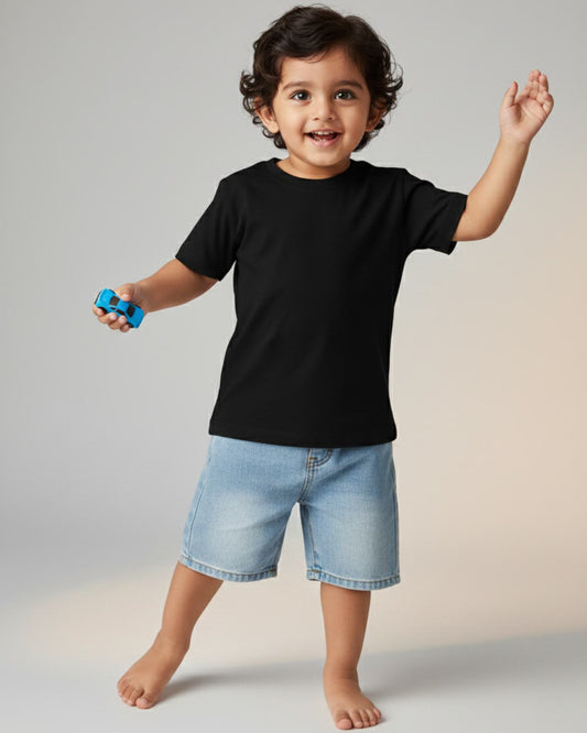 Kids Plain T-Shirt- Black