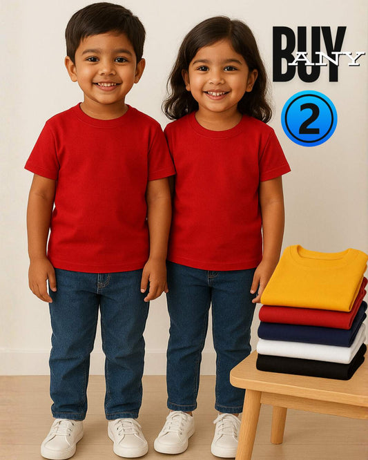 Kids Plain T-Shirt Combo - Any 2