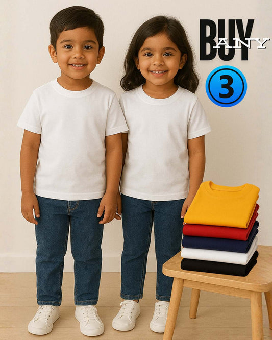 Kids Plain T-Shirt Combo - Any 3