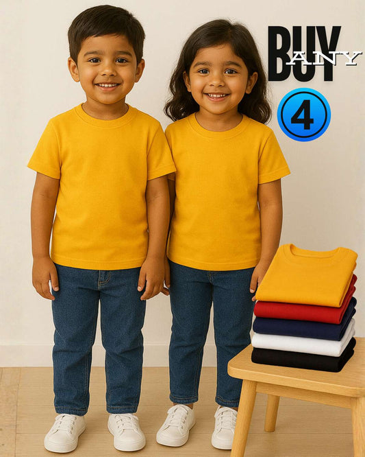 Kids Plain T-Shirt Combo - Any 4