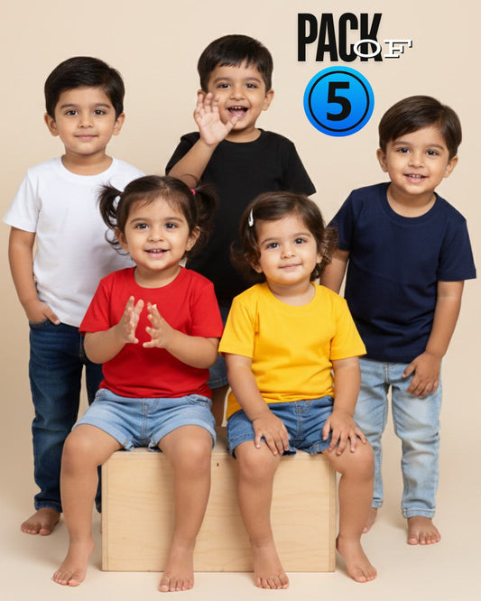 Kids Plain T-Shirt Combo - Pack 5