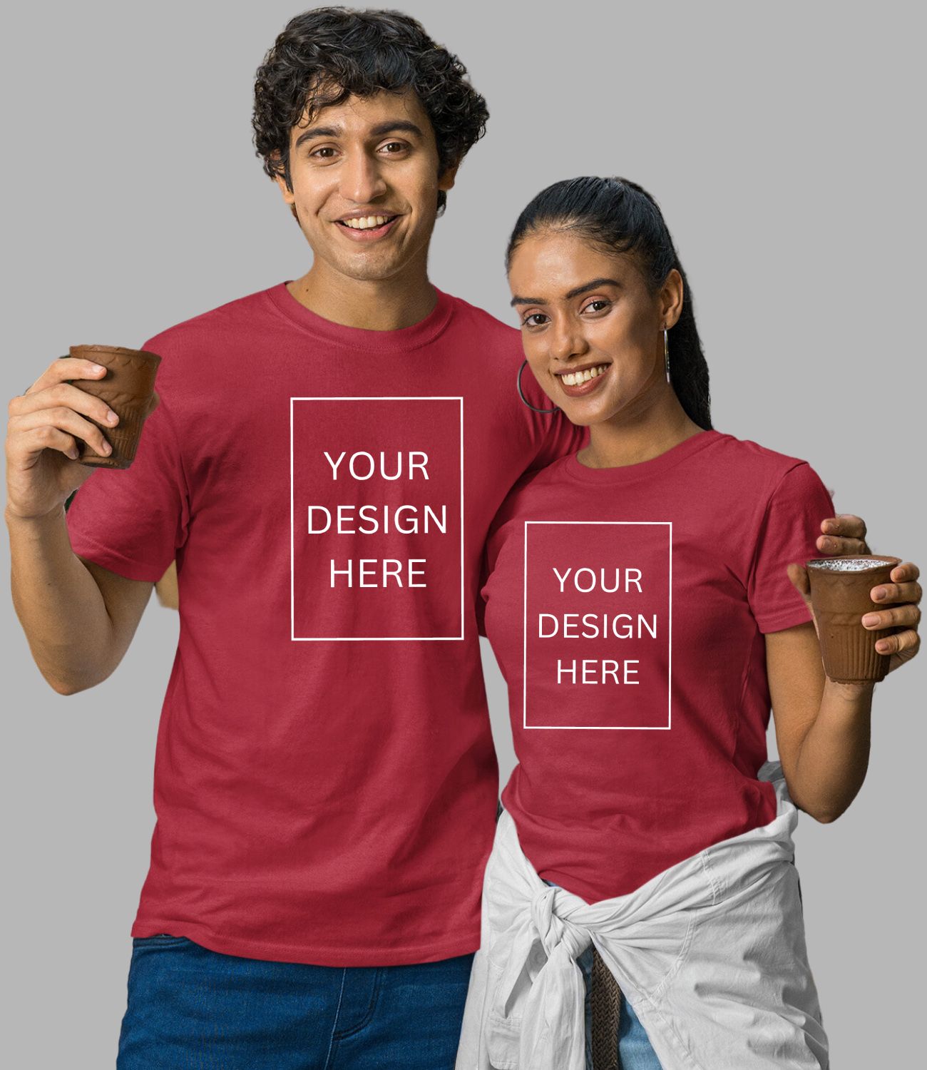 Custom Couple T-Shirt - Maroon