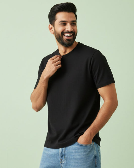 Men's Plain T-shirt-Black