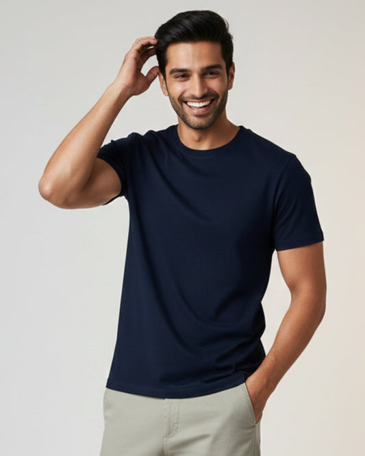 Men's Plain T-shirt-Navy