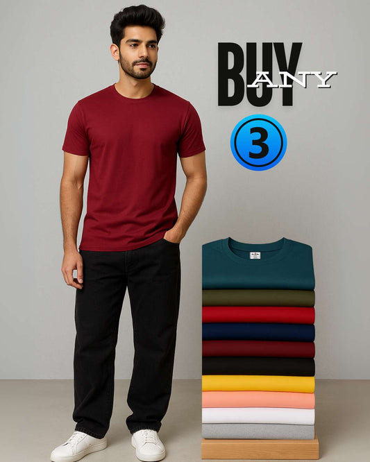 Men Plain T-Shirt Combo - Any 3