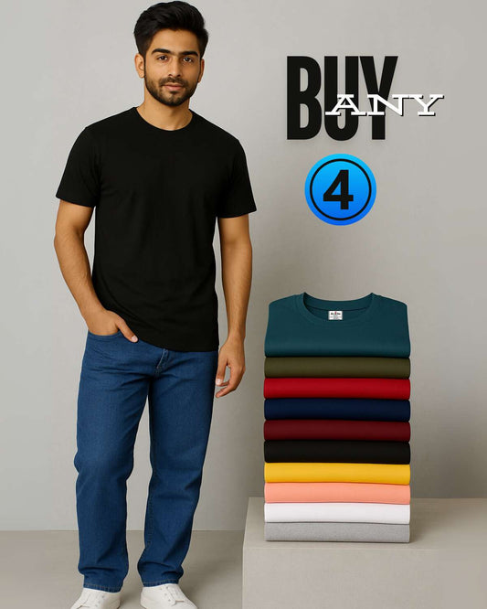 Men Plain T-Shirt Combo - Any 4