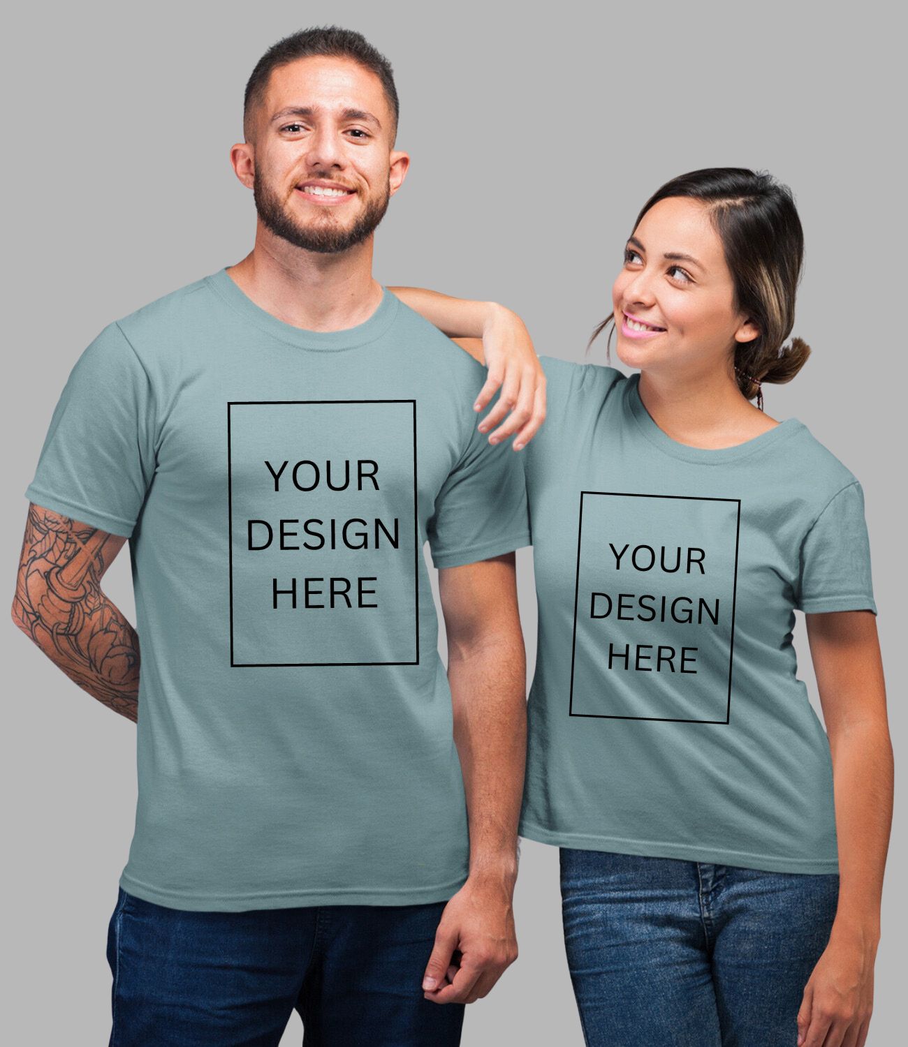 Custom Couple T-Shirt - Mint