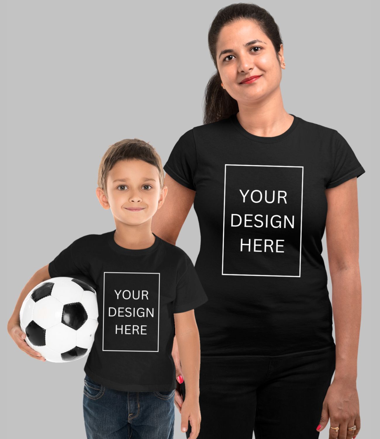 Custom Mom Son T-Shirt - Black