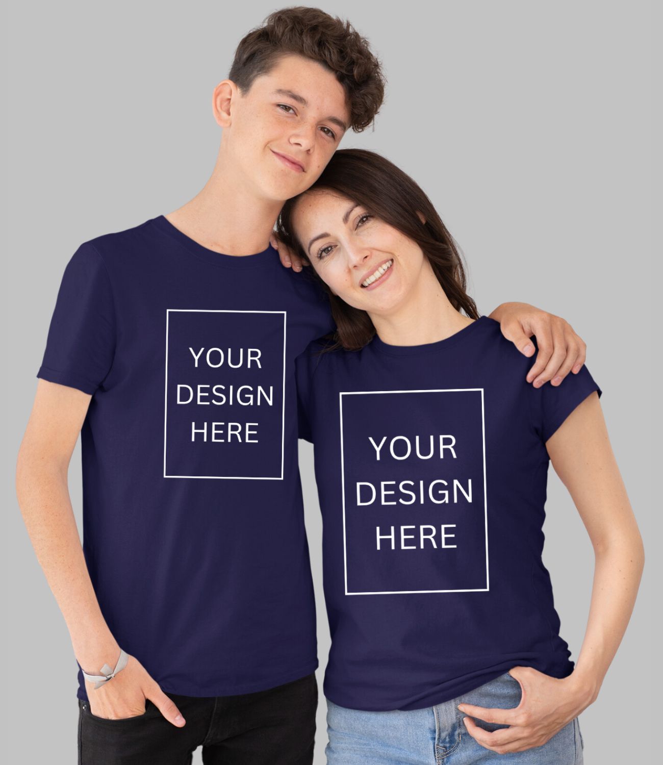 Custom Mom Son T-Shirt - Navy