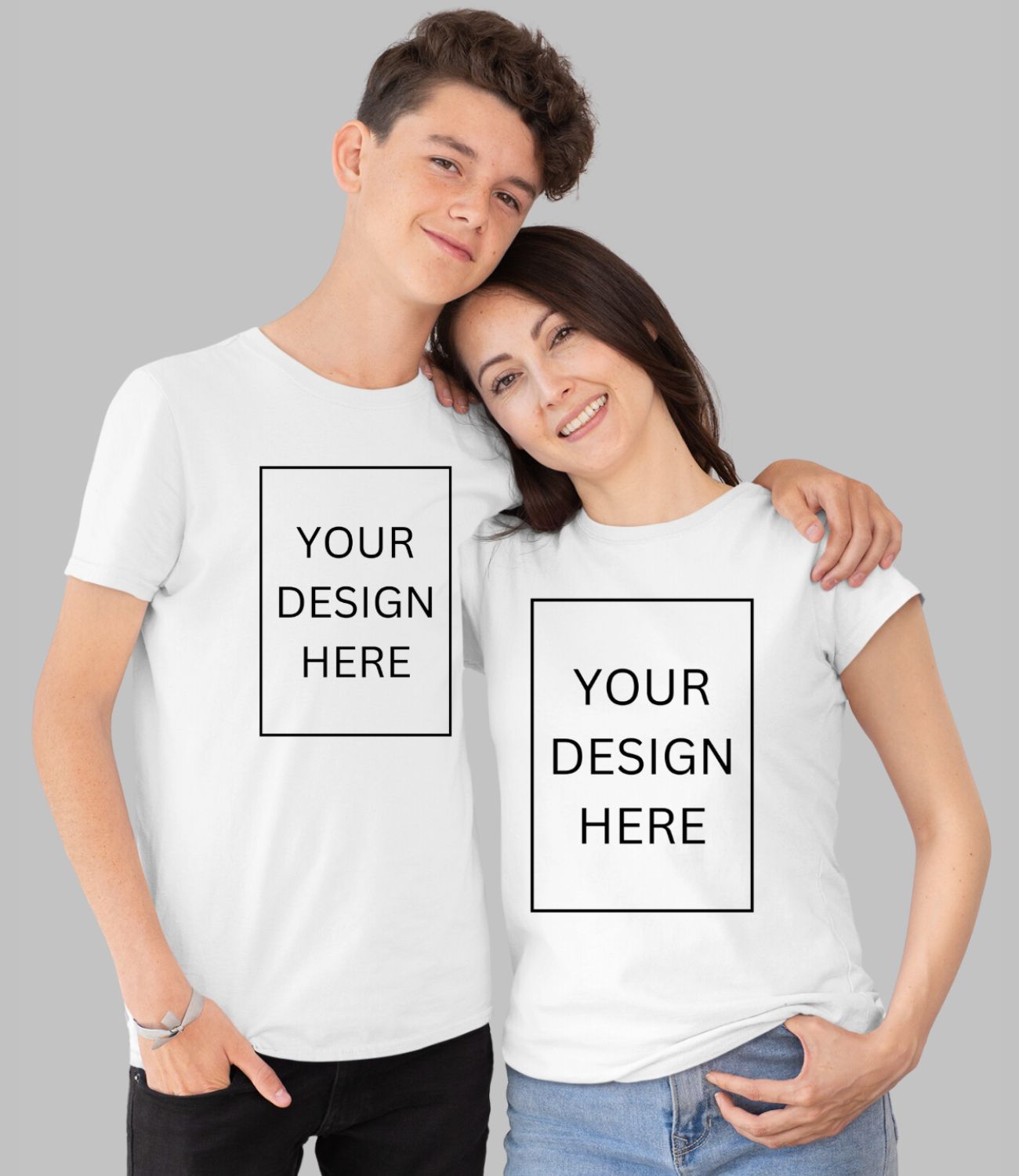 Custom Mom Son T-Shirt - White