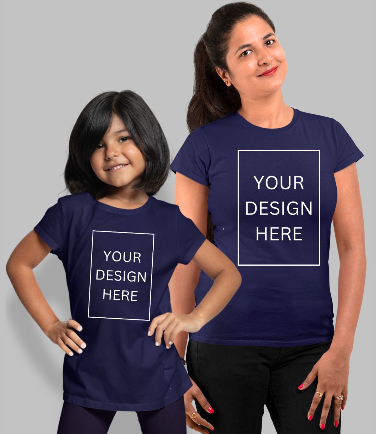 Custom Mom Daughter T-Shirt - Navy