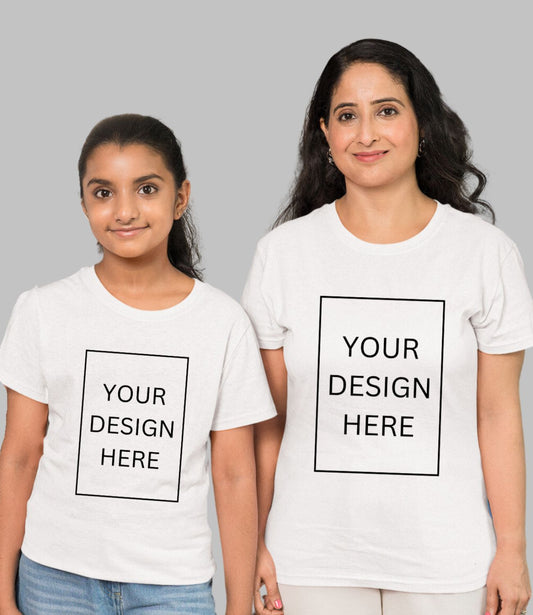 Custom Mom Daughter T-Shirt - White