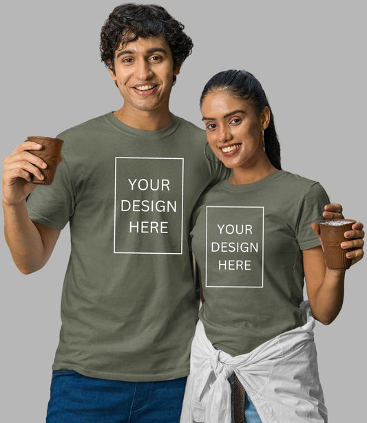 Custom Couple T-Shirt - Olive