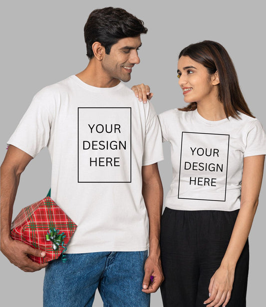 Custom Couple T-Shirt - White