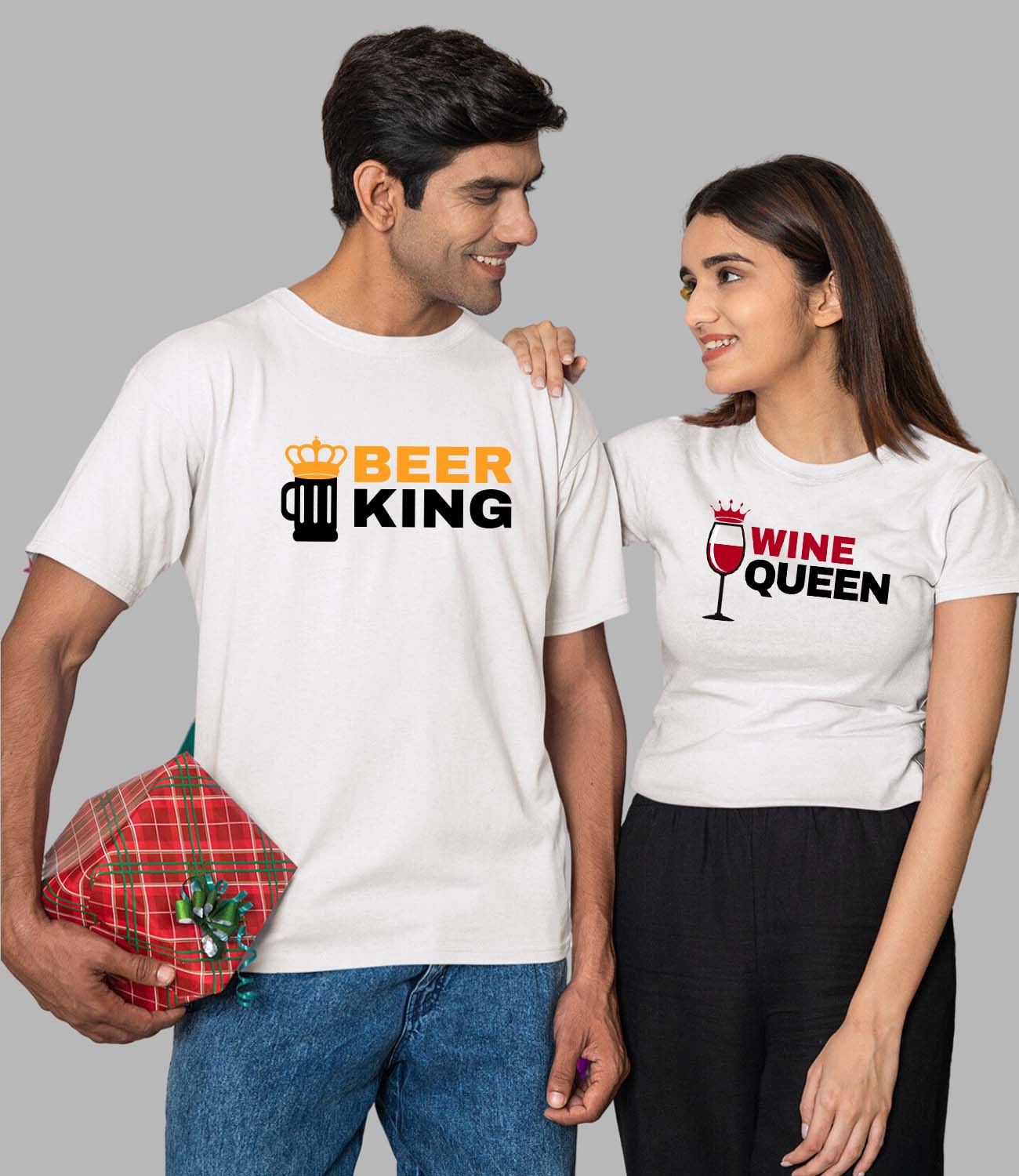 Beer Wine Couple T-Shirt - His'en'Her - Shop T-Shirts For Men & Women Online