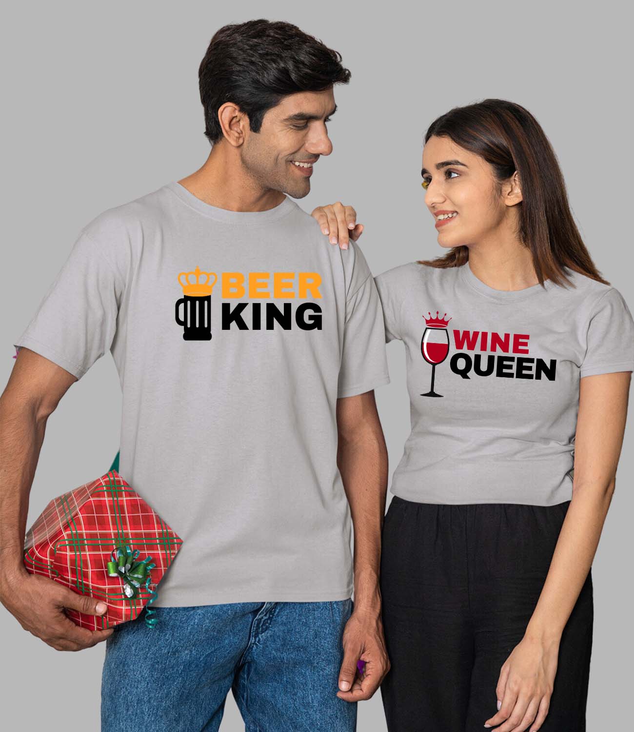 Beer Wine Couple T-Shirt - His'en'Her - Shop T-Shirts For Men & Women Online