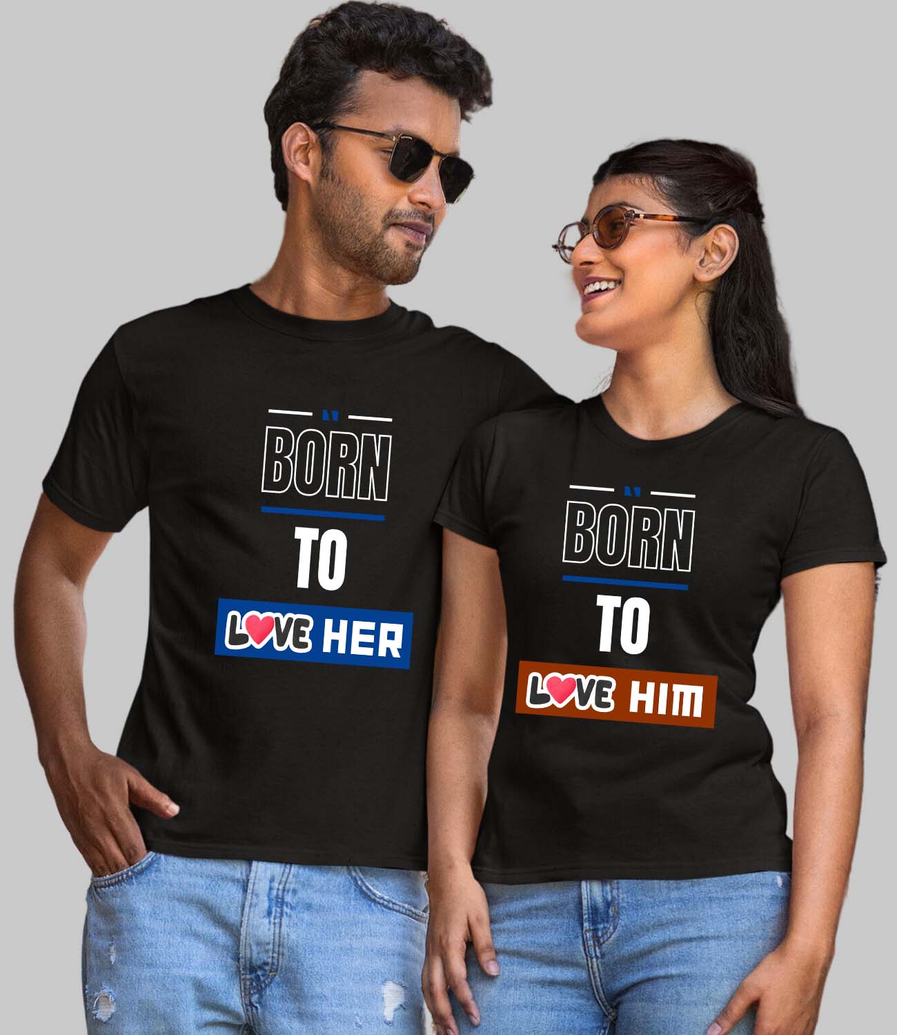 Born To Love Couple T-Shirt - His'en'Her - Shop T-Shirts For Men & Women Online