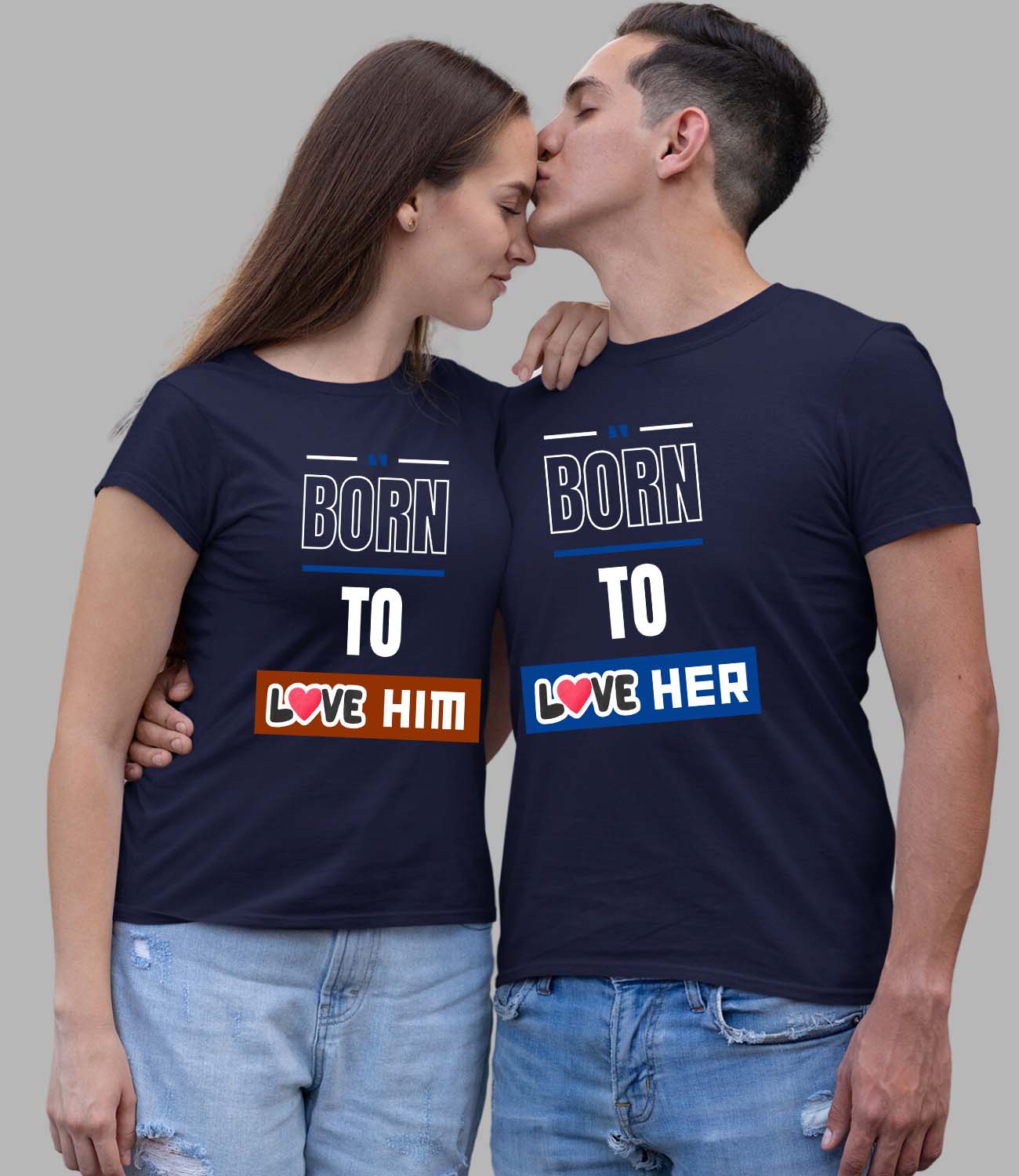 Born To Love Couple T-Shirt - His'en'Her - Shop T-Shirts For Men & Women Online