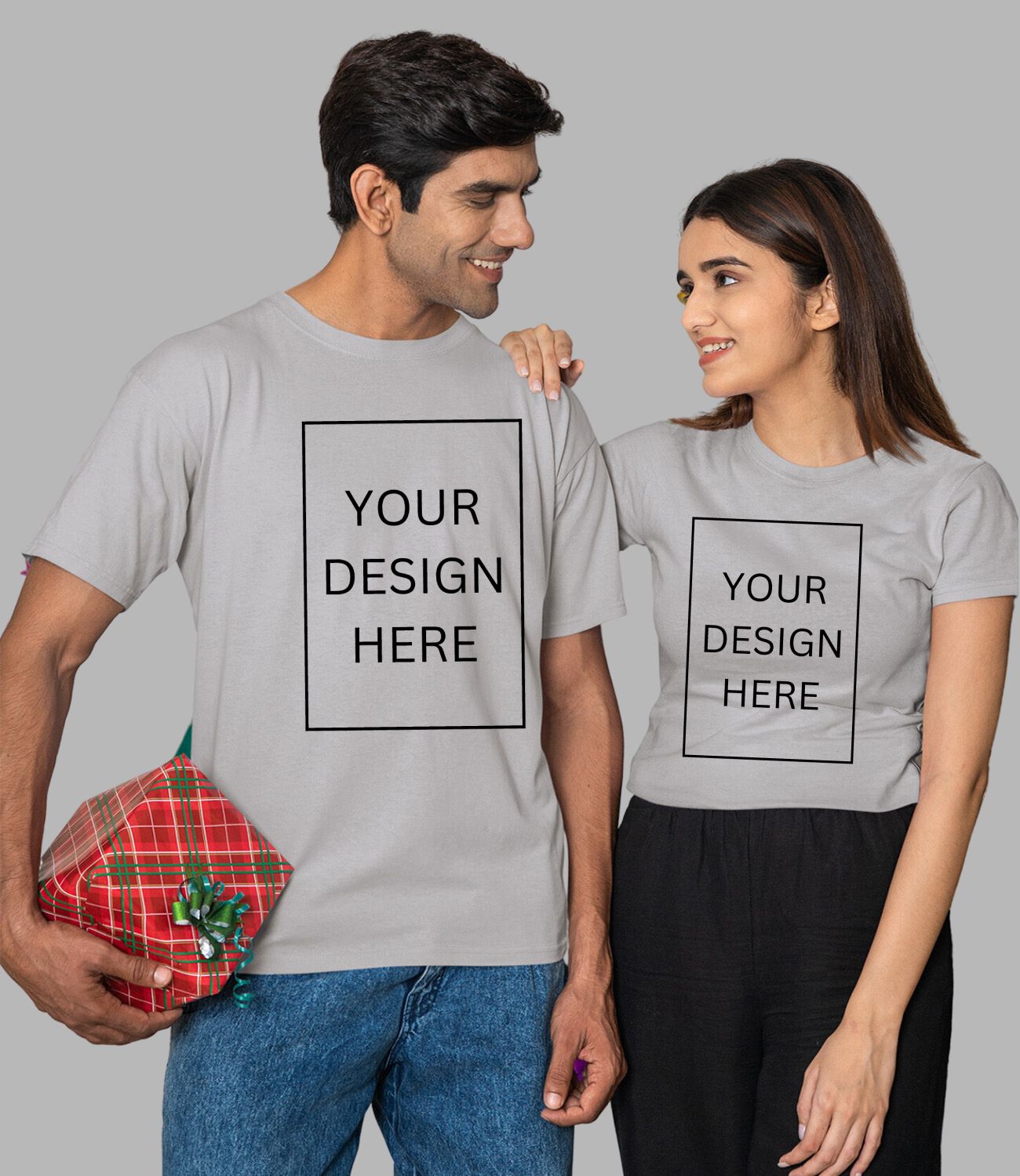 Custom Couple T-Shirt - Cement