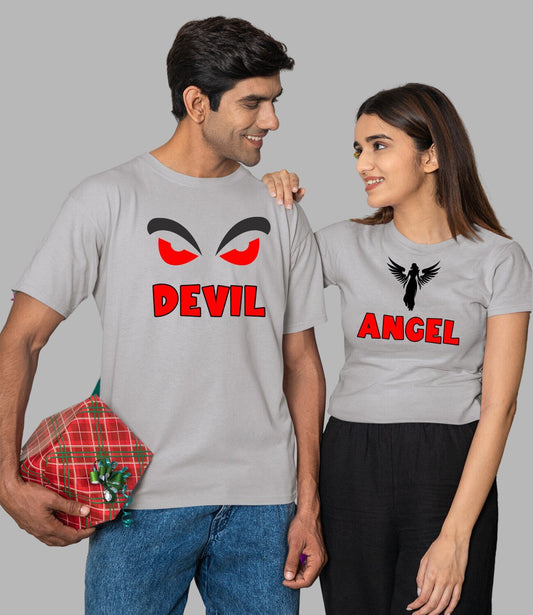 Devil Angel Couple T-Shirt - His'en'Her - Shop T-Shirts For Men & Women Online