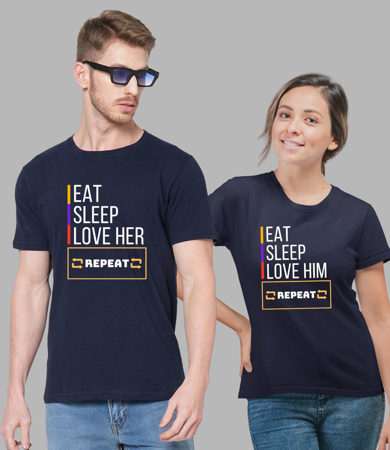 Eat Sleep Love Couple T-Shirt - His'en'Her - Shop T-Shirts For Men & Women Online