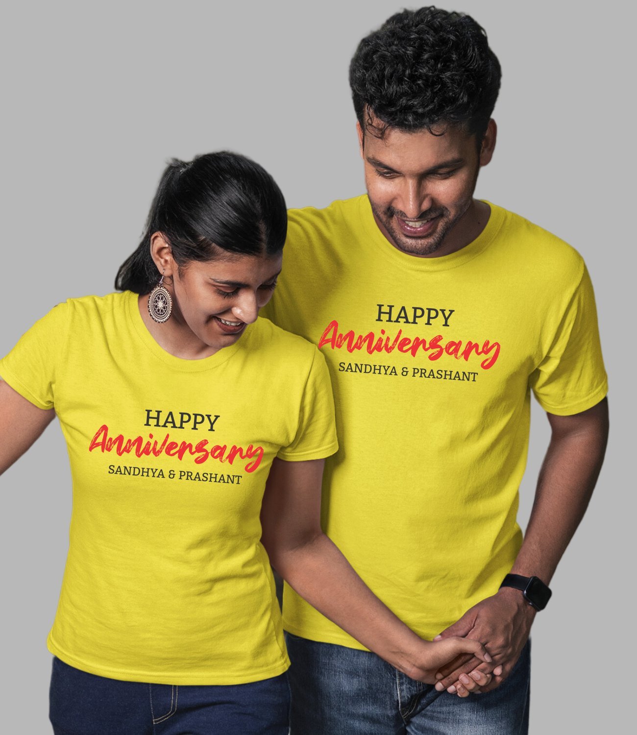 Happy Anniversary Couple T-Shirt - His'en'Her - Shop T-Shirts For Men & Women Online