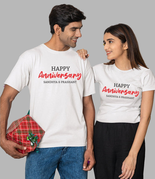 Happy Anniversary Couple T-Shirt - His'en'Her - Shop T-Shirts For Men & Women Online