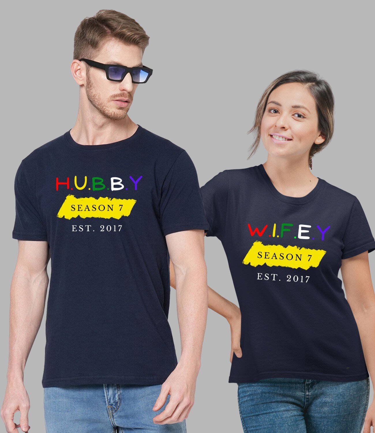 Hubby Wifey Season Couple T-Shirt - His'en'Her - Shop T-Shirts For Men & Women Online